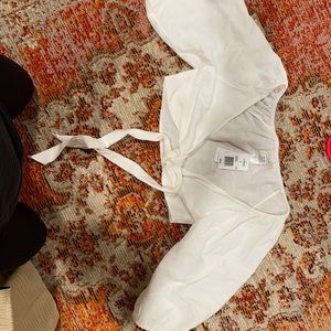 Cream linen L Space Tie Crop top